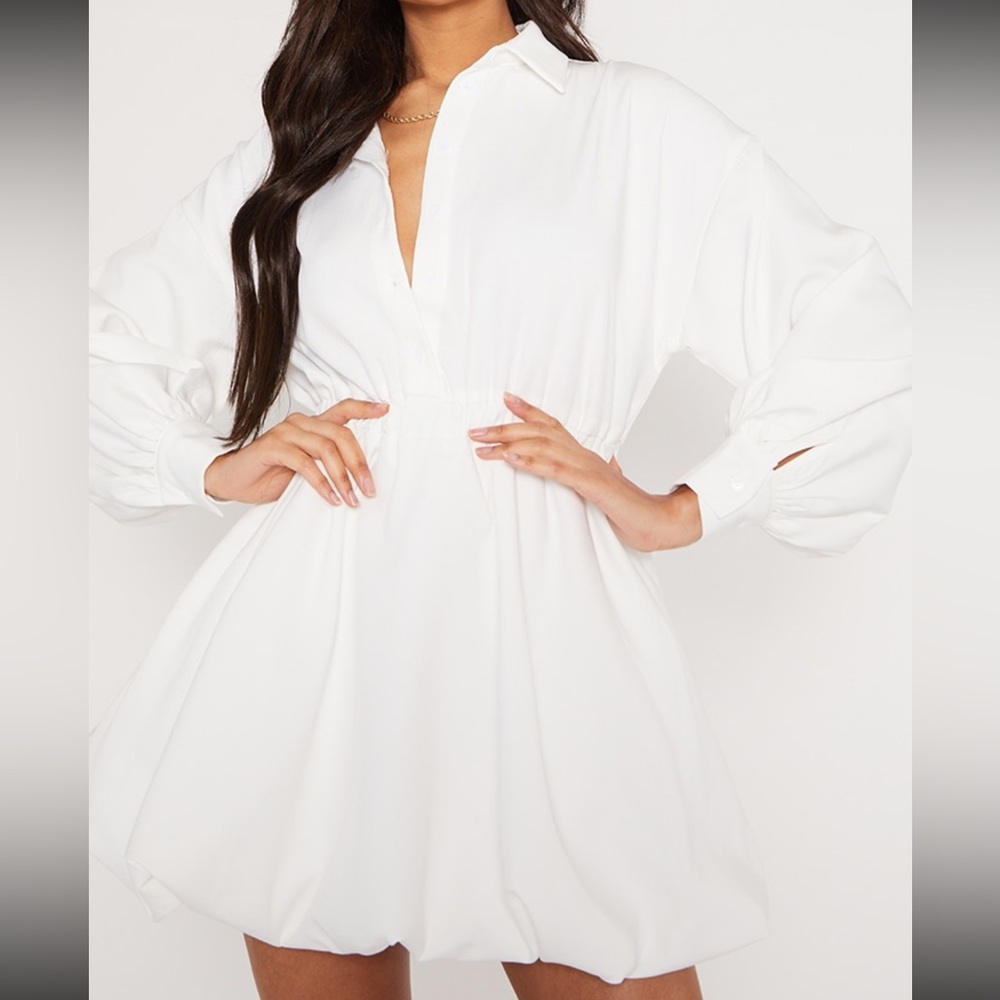 White Puffball Dress